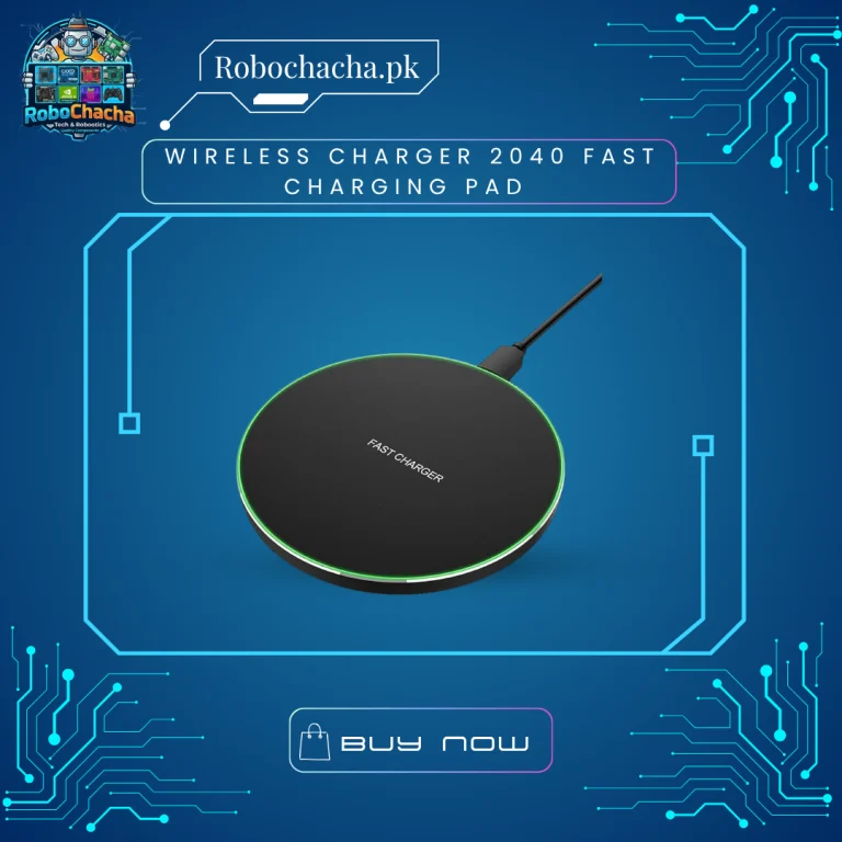 Ultra-Slim 15W Wireless Charger 2040 Fast Charging Pad in White with USB-C Input and Anti-Slip Ring