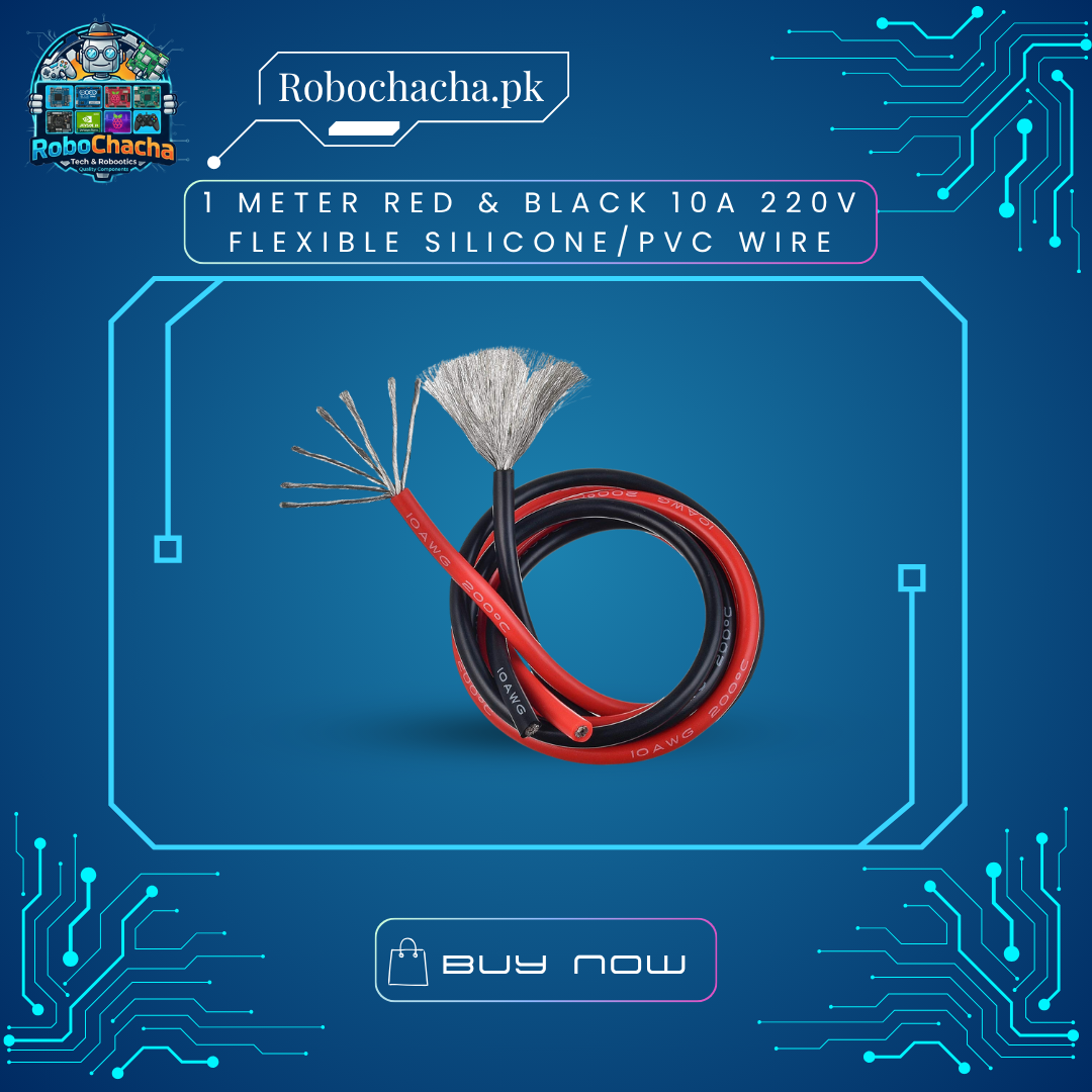 1 Meter Red & Black 10A 220V Flexible SiliconePVC Wire 1 Meter Red and Black 10A 220V Flexible Power Wire for DIY Electronics and Robotics