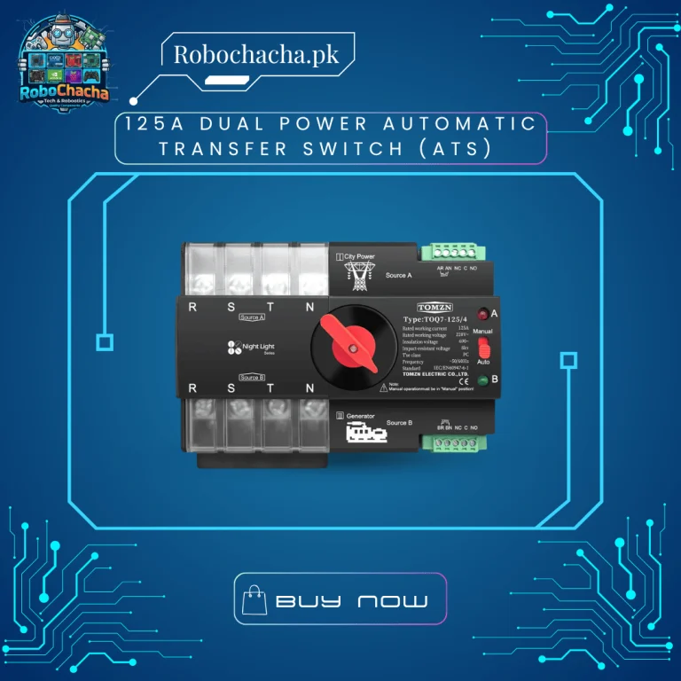 125A ATS, Automatic Transfer Switch, Dual Power Changeover, Solar ATS Pakistan, Generator Switch 125A, Robochacha, DIN Rail ATS Switch, Single Phase ATS, Automatic Changeover Switch, WAPDA Solar Switch
