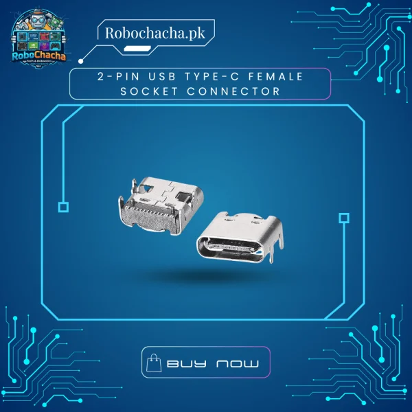 2-Pin USB Type-C Female Socket Power Connector for DIY Electronics