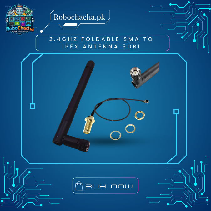 2.4GHz Foldable SMA to IPEX Antenna 3dBi WiFi, Bluetooth, ZigBee Antenna with Feeder Cable for IEEE802.11n WLAN, IoT Devices & Wireless Modules