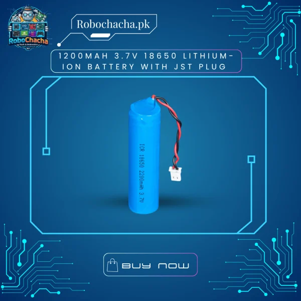 1200mAh 3.7V 18650 Lithium-Ion Battery with JST Wire Connector