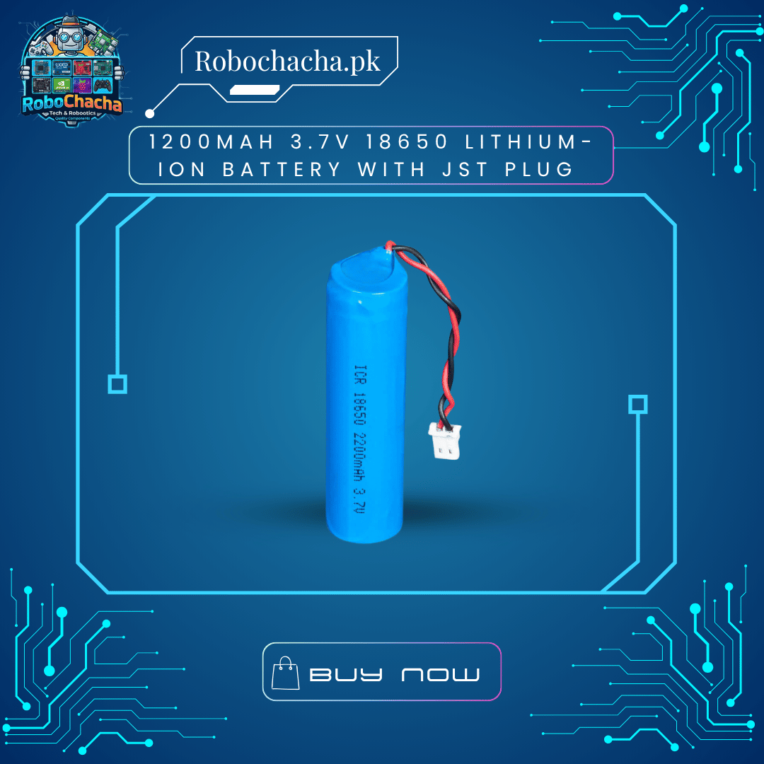 1200mAh 3.7V 18650 Lithium-Ion Battery with JST Plug (1) 1200mAh 3.7V 18650 Lithium-Ion Battery with JST Wire Connector