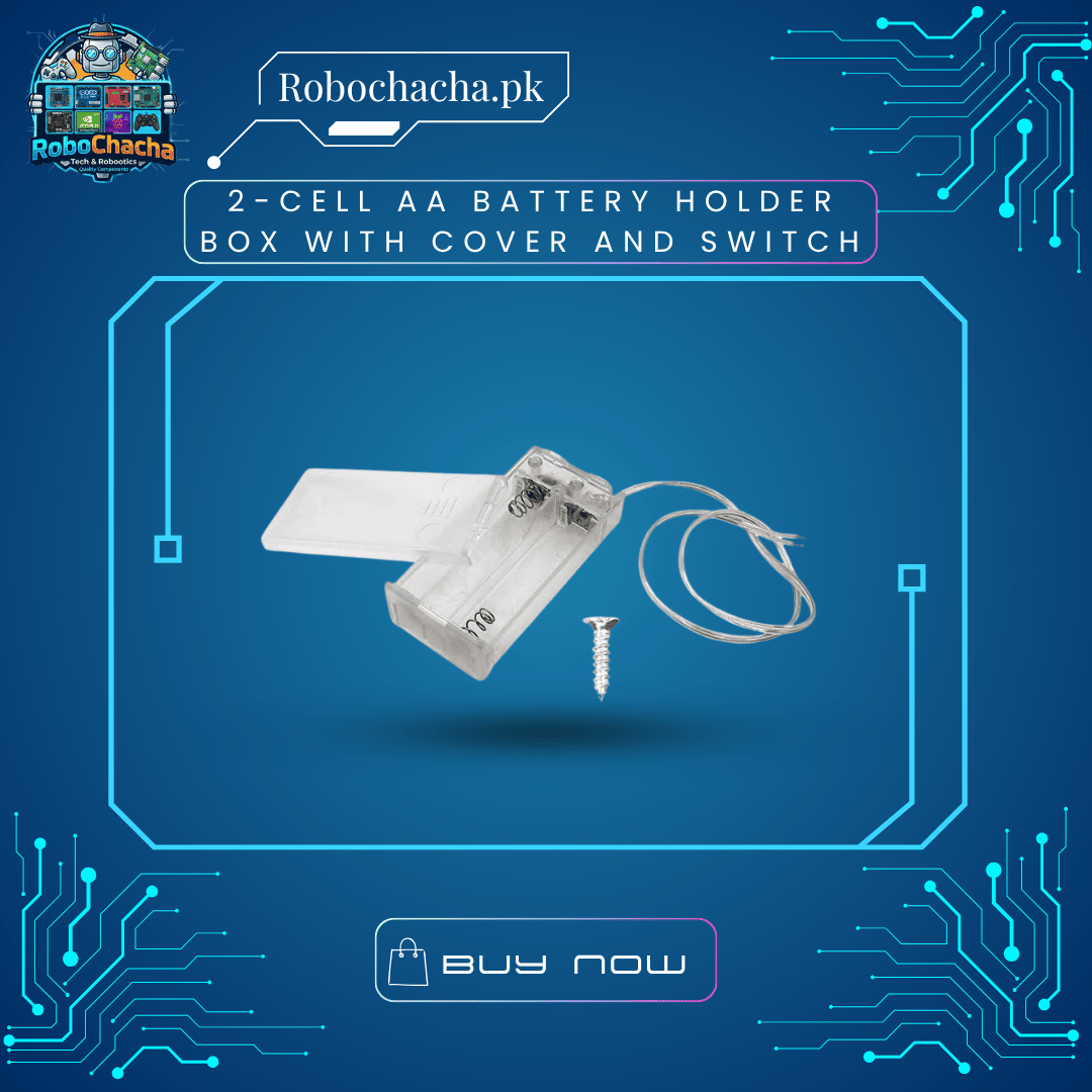 2-Cell AA Battery Holder Box with Cover and Switch 2-Cell AA Battery Box Transparent Holder with Cover and Switch