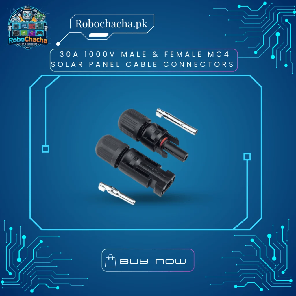 30A 1000V IP67 Waterproof Male and Female MC4 Solar Cable Connectors Pair for Photovoltaic Panel Wiring - Robochacha Pakistan