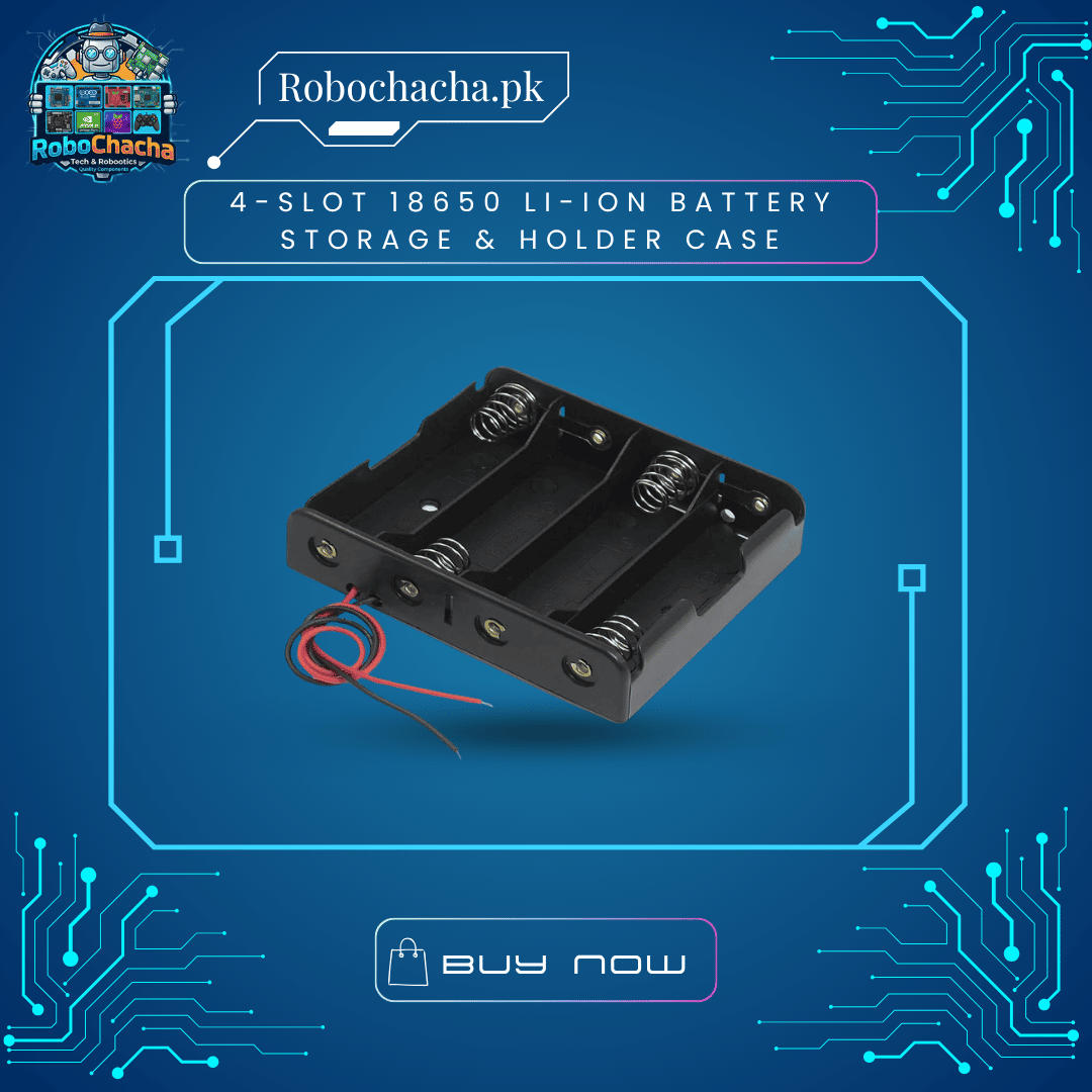 4-Slot 18650 Li-ion Battery Storage & Holder Case 4-Slot 18650 Li-ion Battery Storage Holder Case with Wire Leads