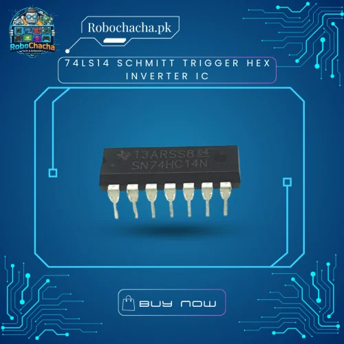 74LS14 Schmitt Trigger hex inverter IC in 14-pin DIP package for digital logic and signal conditioning