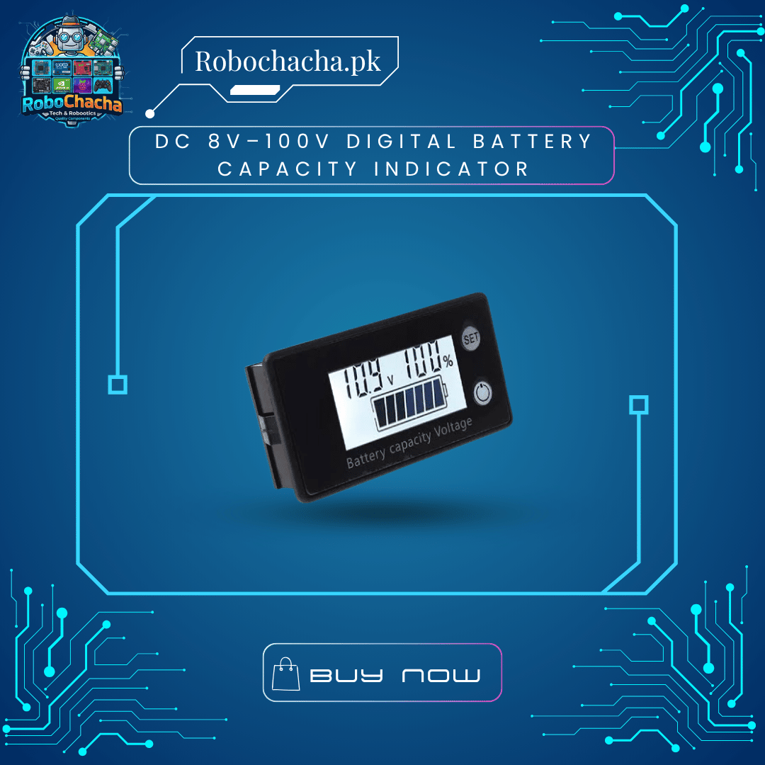 DC 8V–100V Digital Battery Capacity Indicator DC 8V-100V Digital Battery Capacity Indicator Voltmeter LCD Screen - Robochacha Pakistan