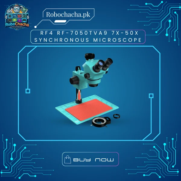RF4 RF-7050TVA9 7X-50X Synchronous Microscope RF4 RF-7050TVA9 7X-50X Synchronous Zoom Trinocular Stereo Microscope - Robochacha Pakistan