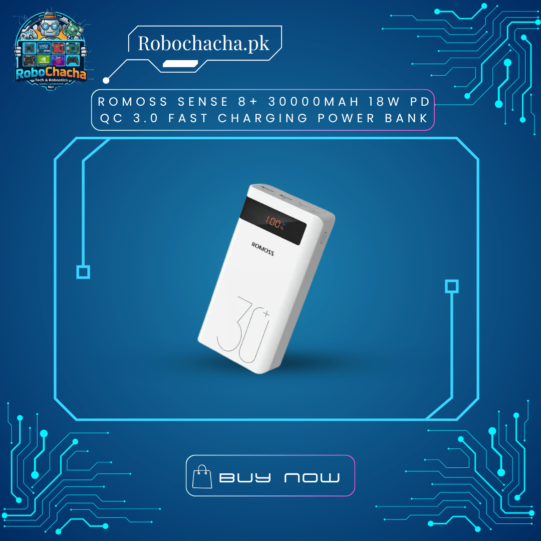 Romoss Sense 8+ 30000mAh 18W PD QC 3.0 Fast Charging Power Bank Romoss 30000mAh 18W Type-C PD 3.0 Fast Charging Power Bank Portable Charger - Robochacha Pakistan