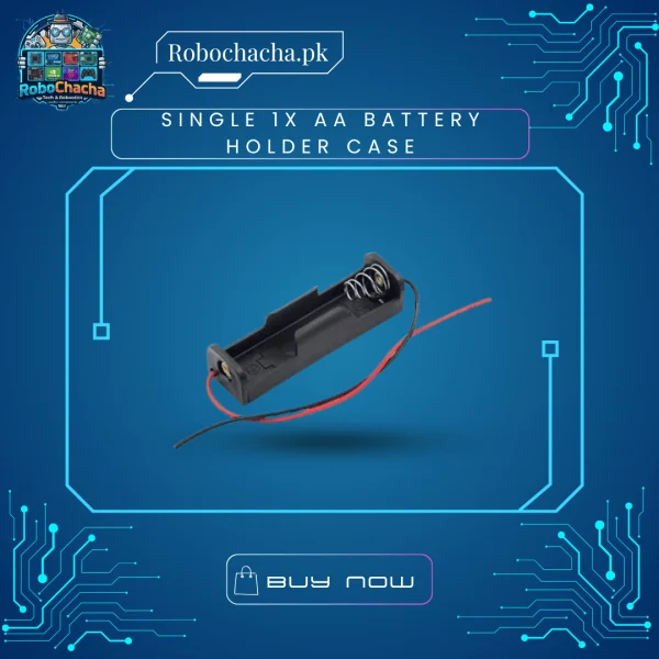 Single 1x AA Battery Holder Case with Wire Leads for DIY Electronics