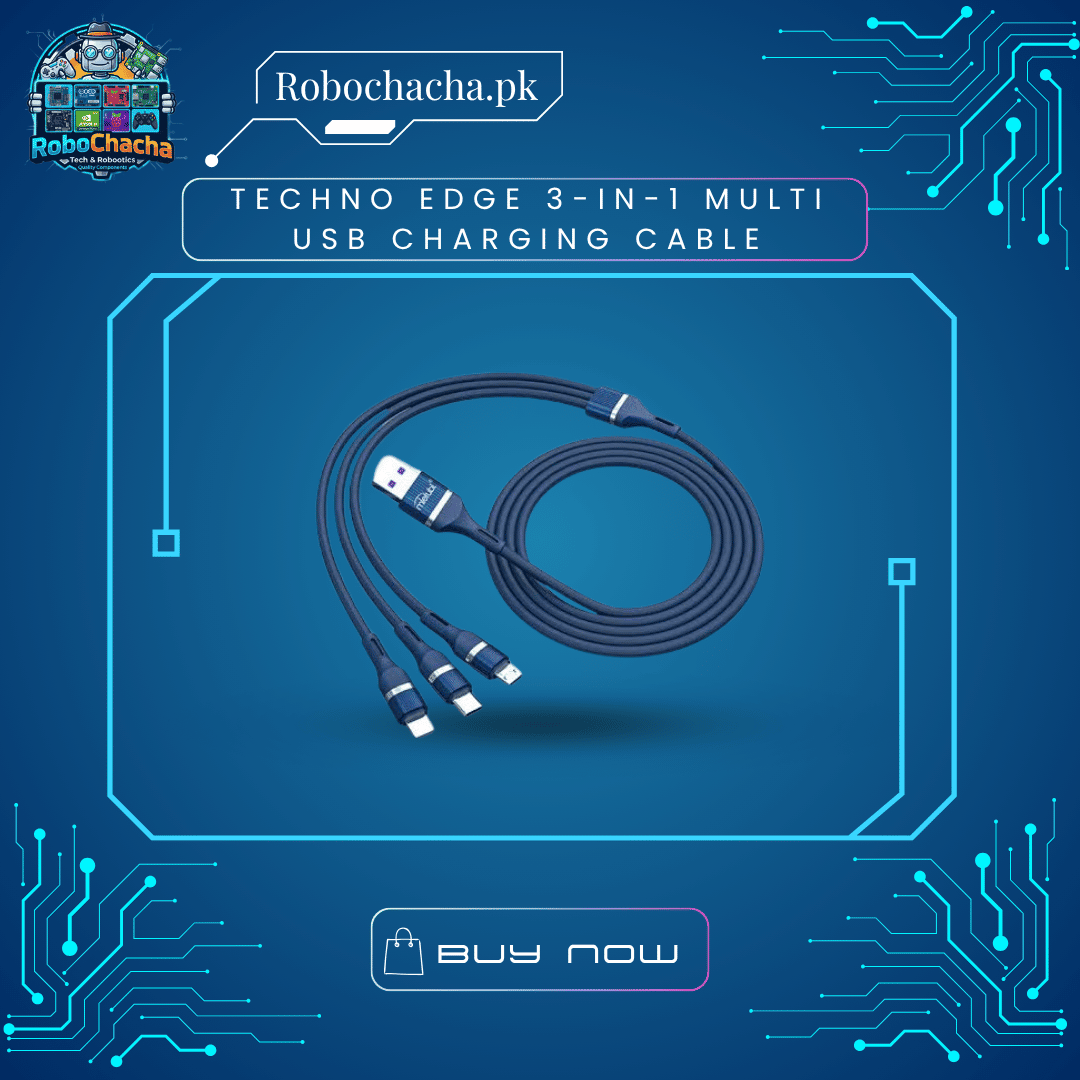 Techno Edge 3-in-1 Multi USB Charging Cable Techno Edge 3-in-1 Multi USB Charging Cable Micro Type-C Lightning Cord - Robochacha Pakistan